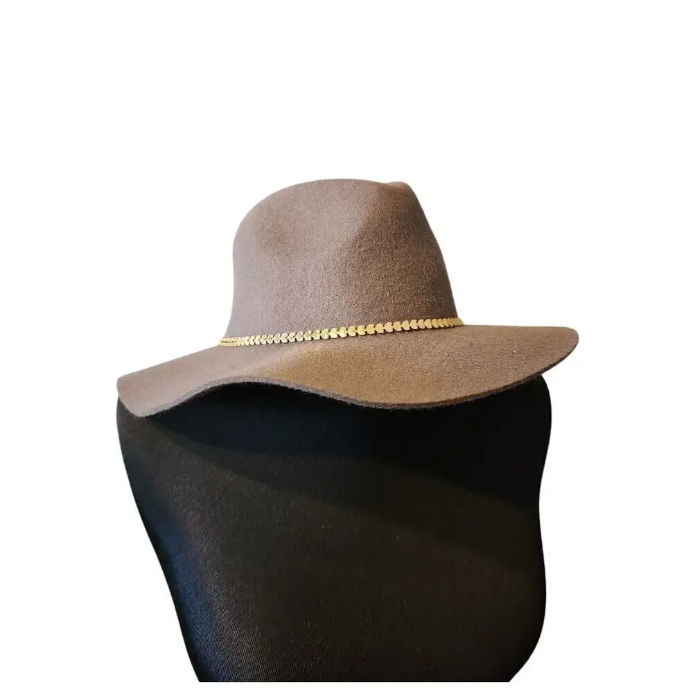 100% wool floppy womens‎ hat with gold hearts